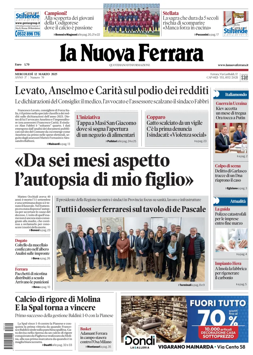 Prima-pagina-nuova ferrara-oggi-edizione-del-2025-03-12